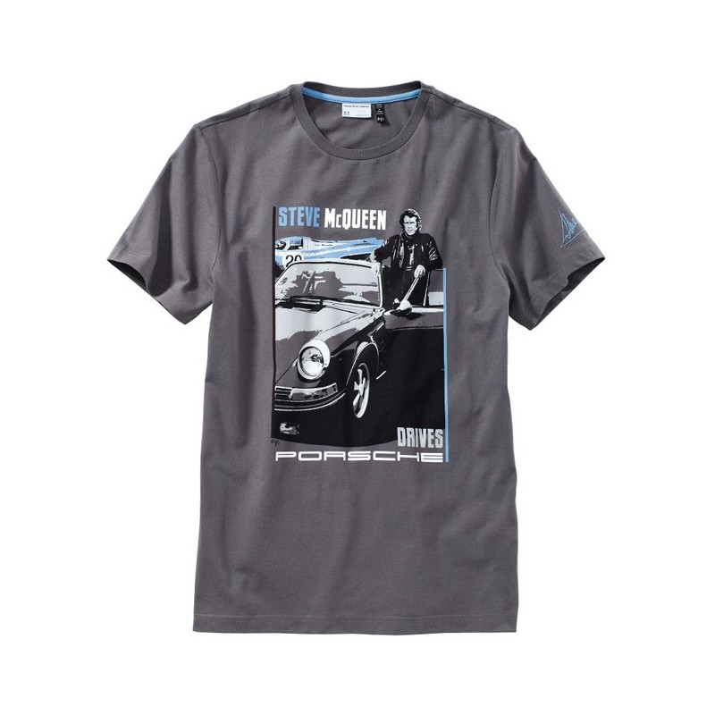 T-shirt Hero Seven Steve McQueen - Gris Chiné, Motifs Voiture/course, Tailles S/M/L, NEUF étiqueté
