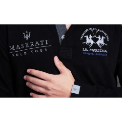 Polo Maserati La Martina noir taille M manches longues 